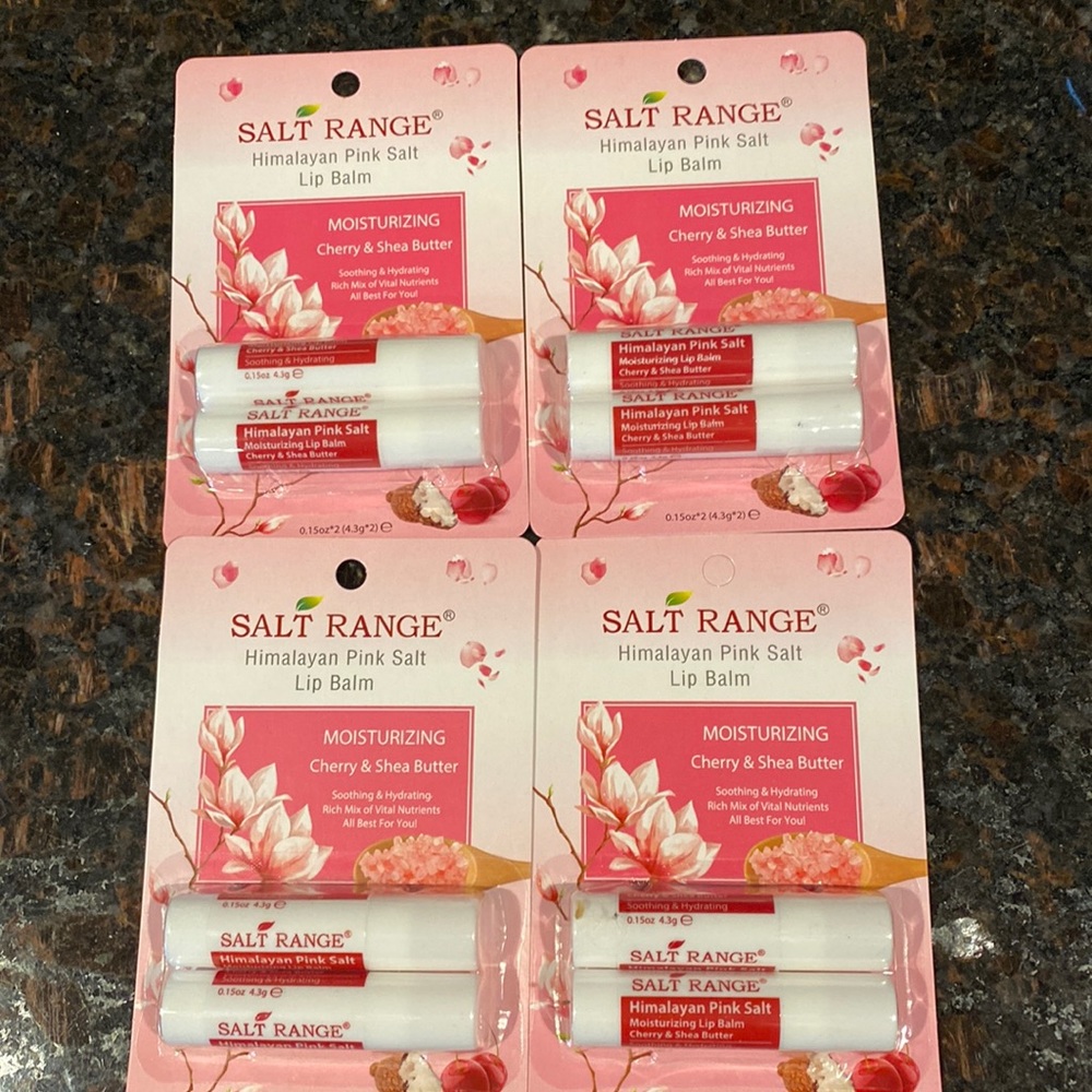 (4) 2 Packs of Salt Range Cherry and Shea Butter Lip Balm